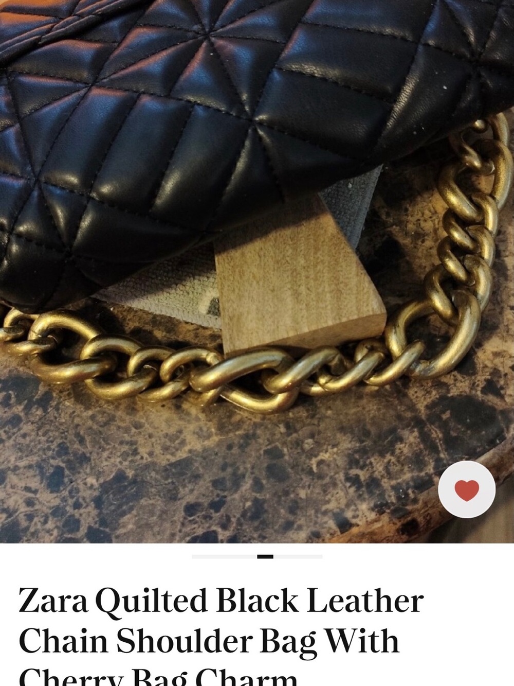 Zara Black Quilted Leather Crossbody with Gold Chain #024